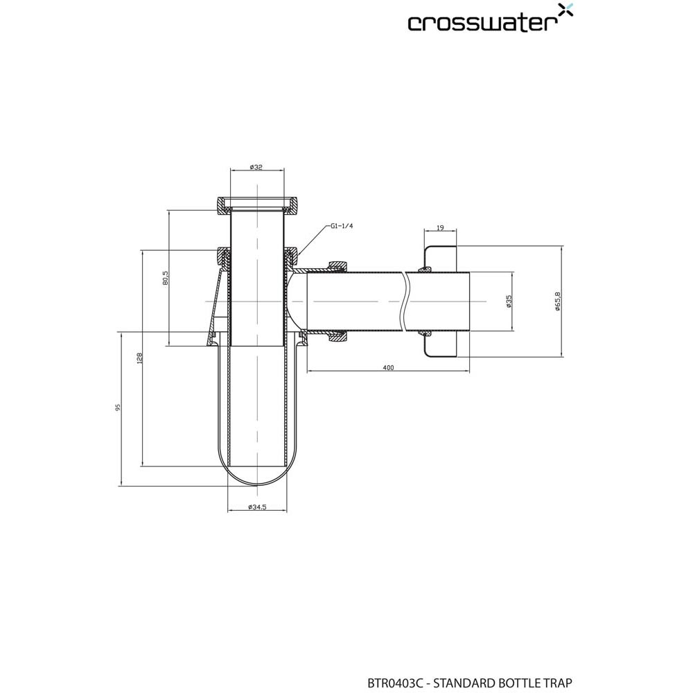 Crosswater Standard Bottle Trap - Chrome