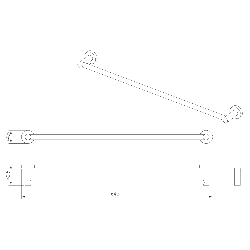 Miller Bond Black Towel Rail - 645mm