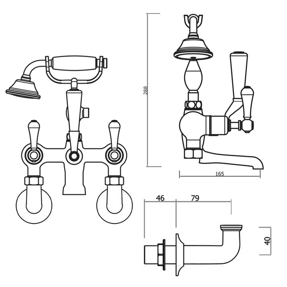 Crosswater Belgravia Lever Wall Mounted Shower Mixer with Shower Kit