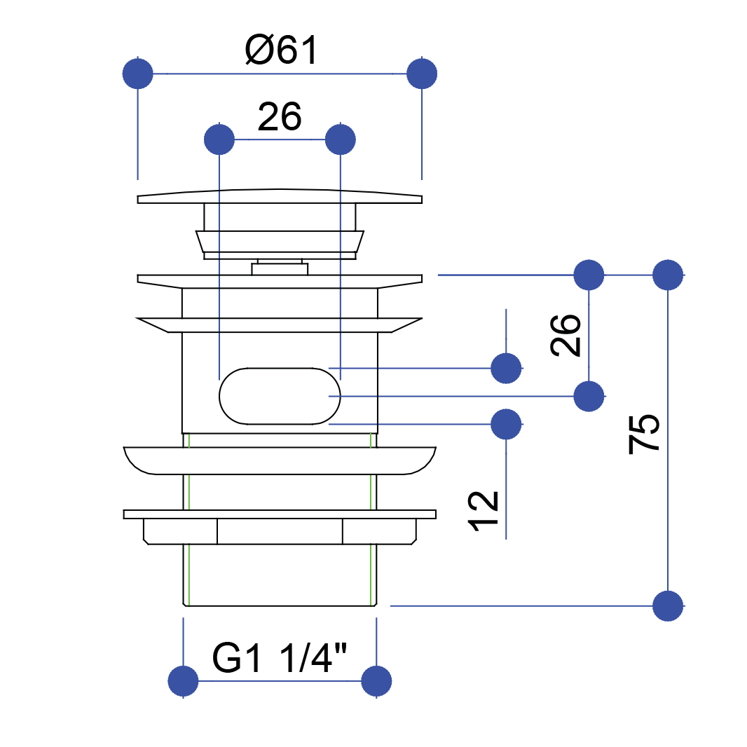 Burlington Slotted Click-Clack Basin Waste