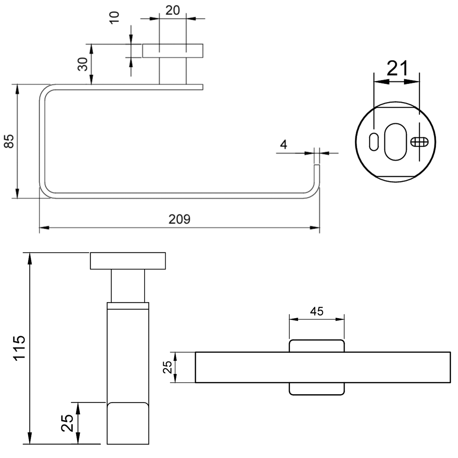 Villeroy & Boch Elements Striking 209mm Towel Rail