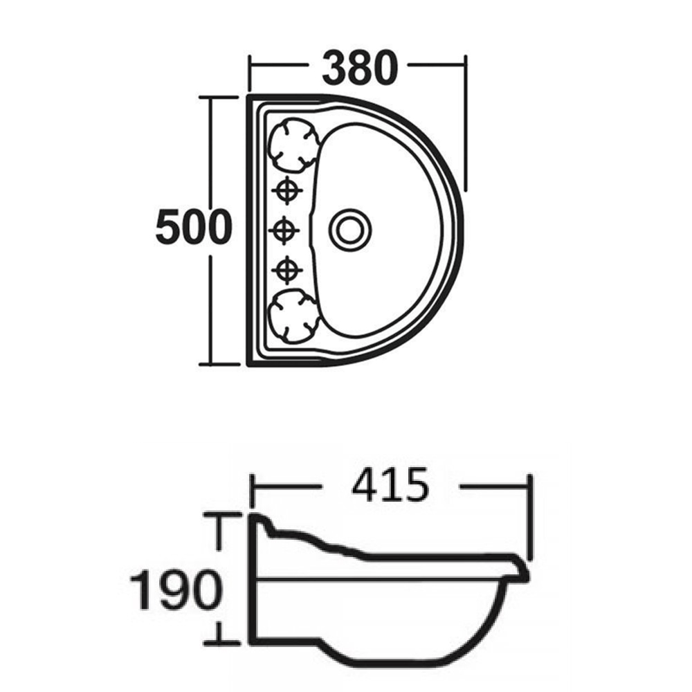 Butler & Rose Benedict 500mm Basin & Bottle Trap - 2 Tap Hole