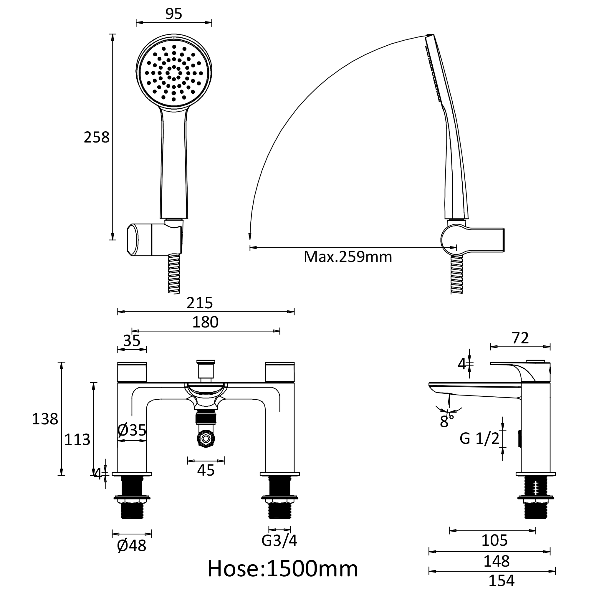 Crosswater Fuse Bath Shower Mixer Tap & Kit