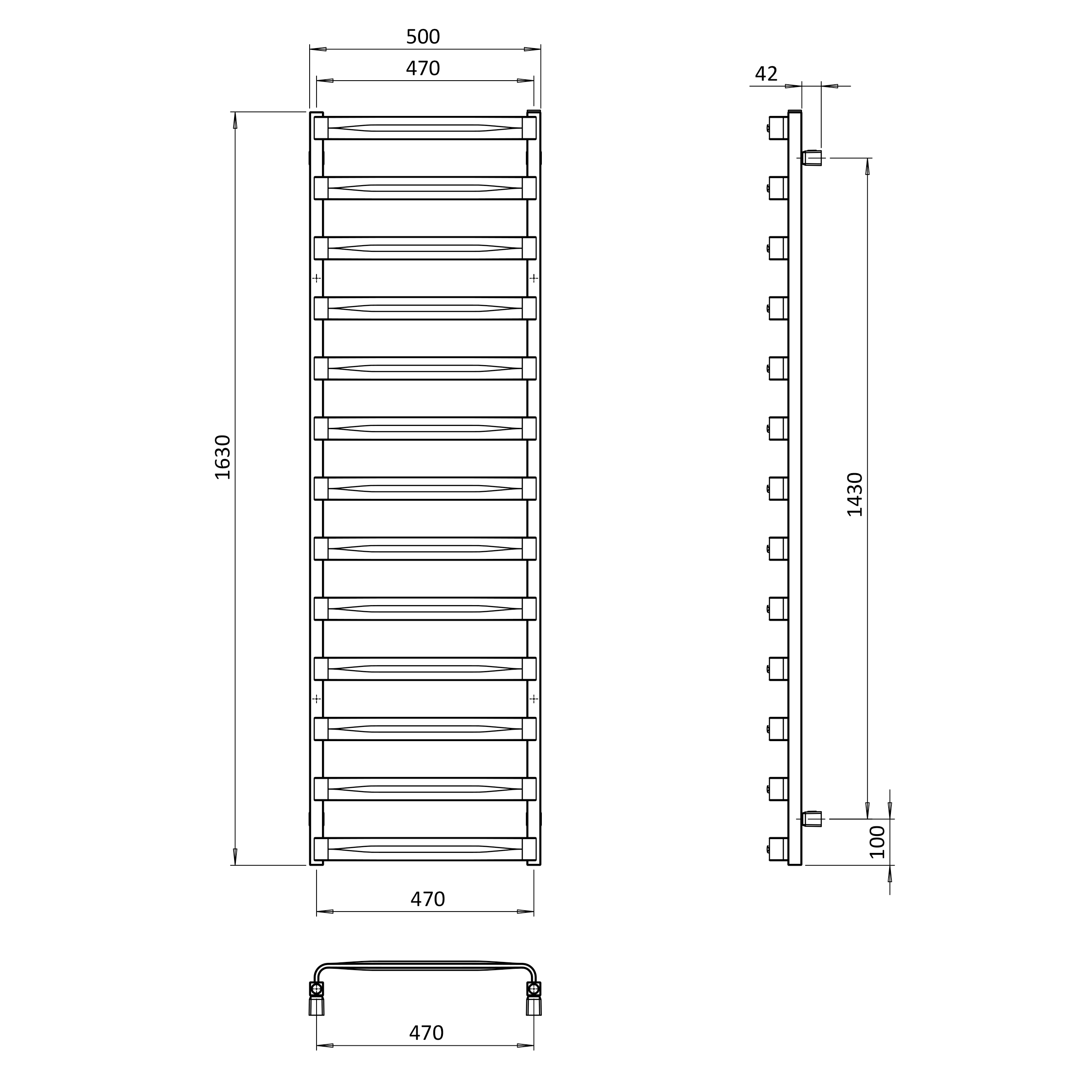 Crosswater Air Heated Towel Rail 500 x 1630mm - Brushed Brass