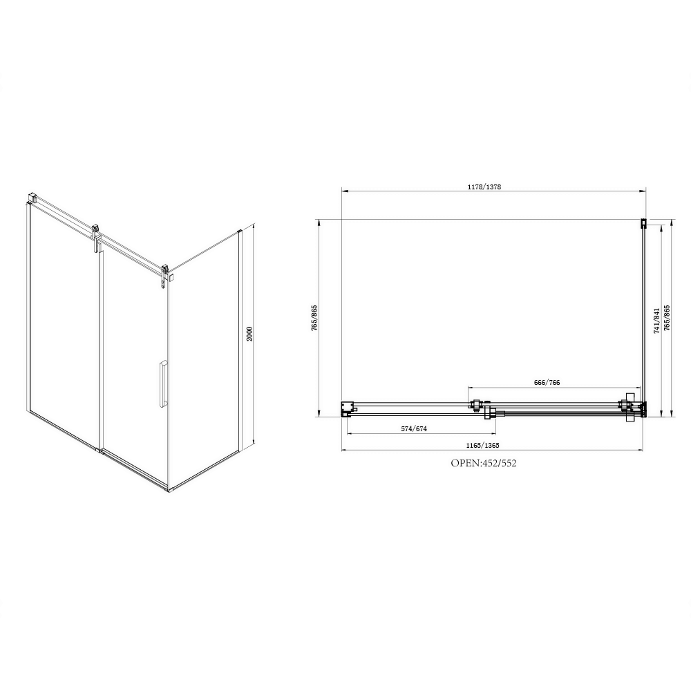 Harbour Icon Matt Black 8mm 2m Tall Easy Clean Sliding Shower Door & Optional Side Panel