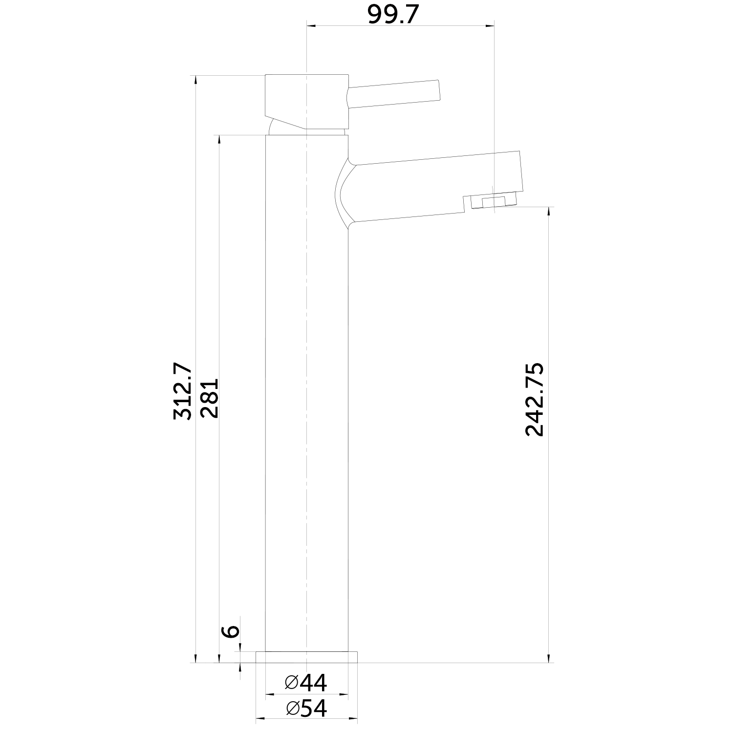 Vellamo Twist Tall Tower Basin Mixer Tap