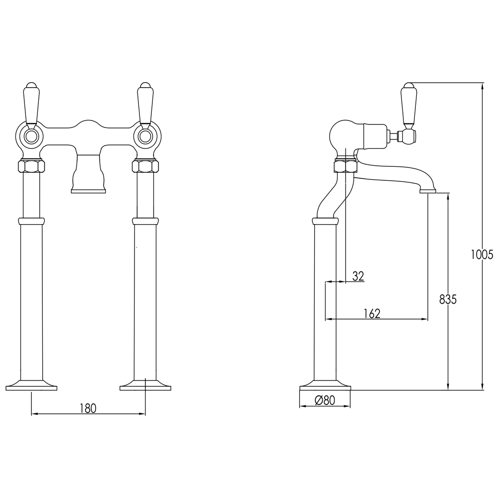 Butler & Rose Caledonia Lever Floor Standing Bath Filler