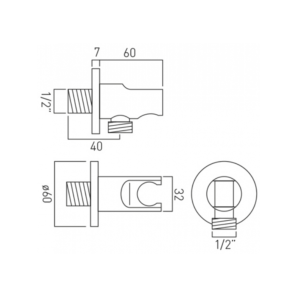 Vado Integrated Outlet and Shower Bracket With Round Back Plate