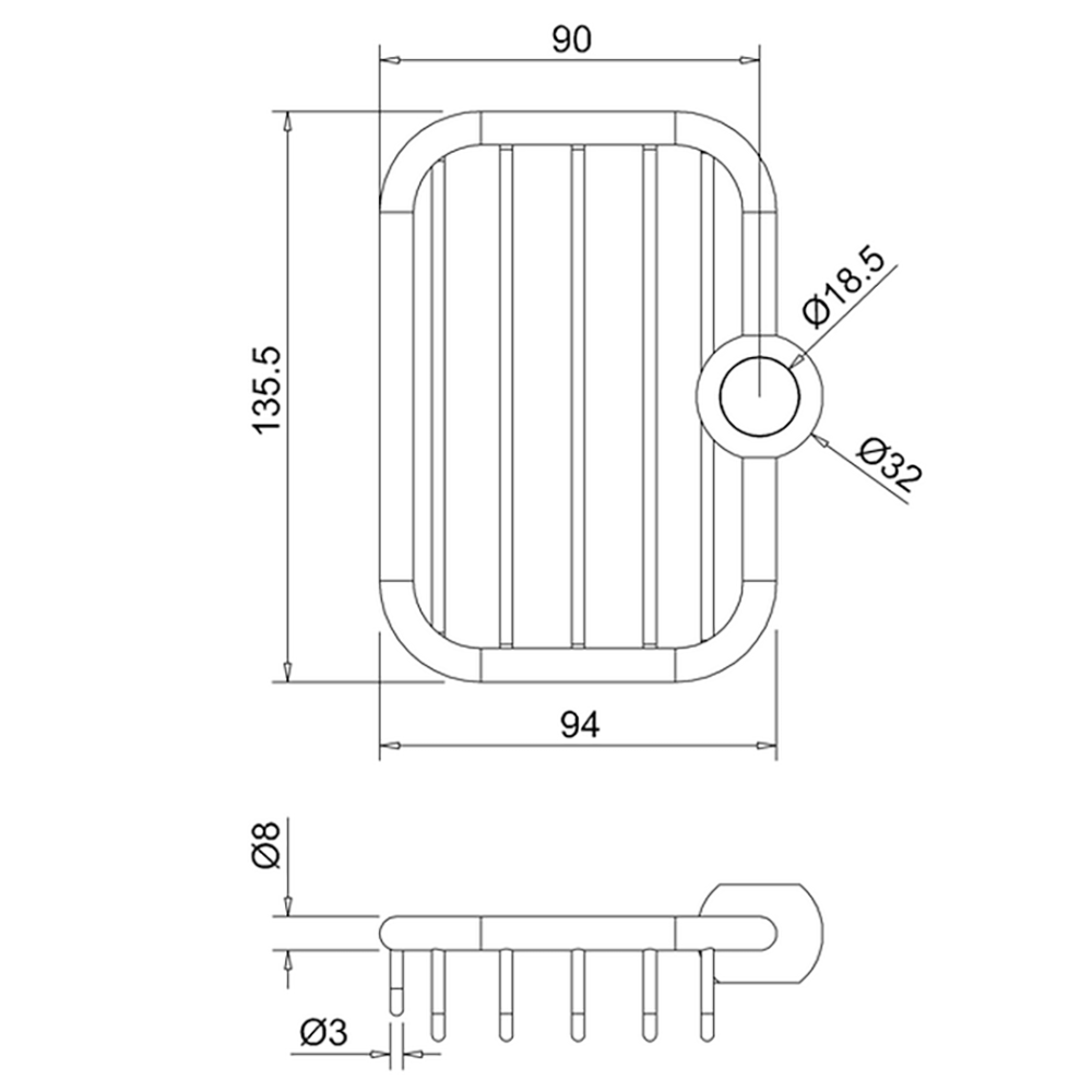 Arcade Chrome Soap Basket for Vertical Riser