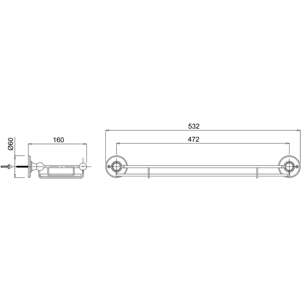 Burlington Glass Shelf with Railing - 532mm