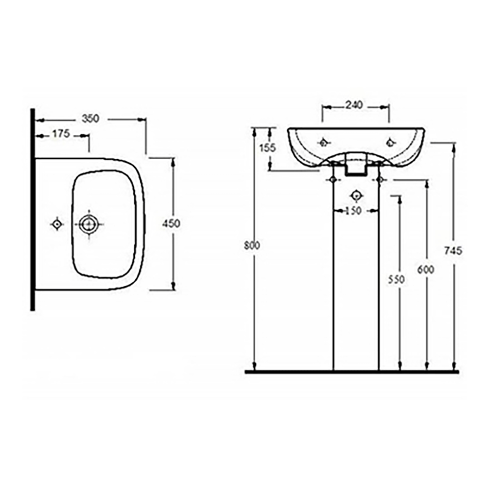 Lola 450mm Full Pedestal & Basin