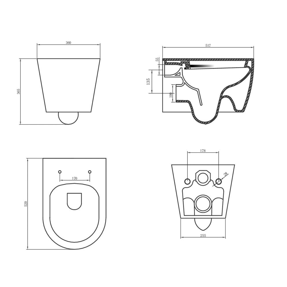 Saneux Uni Rimless Wall Hung Toilet & Soft Close Seat