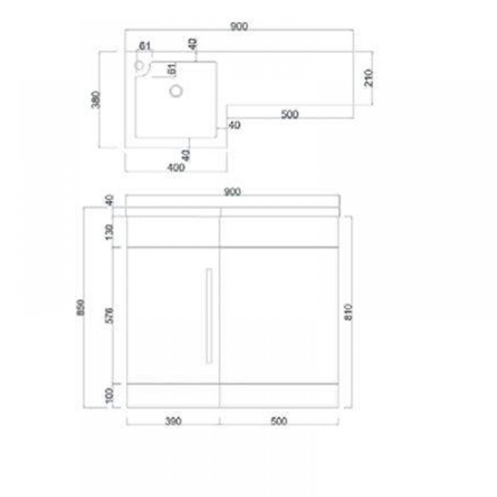 Harbour Icon 900mm Spacesaving Combination Bathroom Toilet & Sink Unit - White Gloss