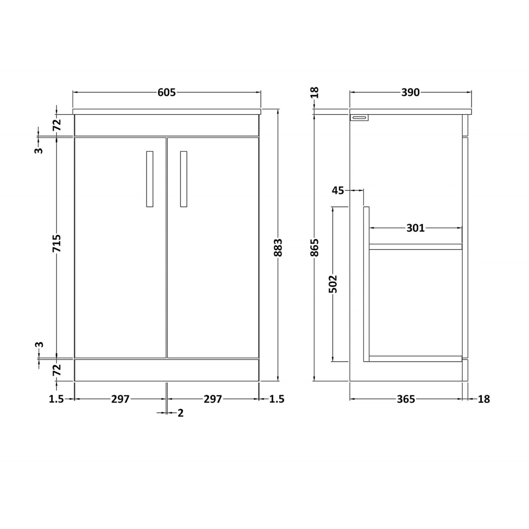 Emily 600mm Floorstanding Unit and Countertop
