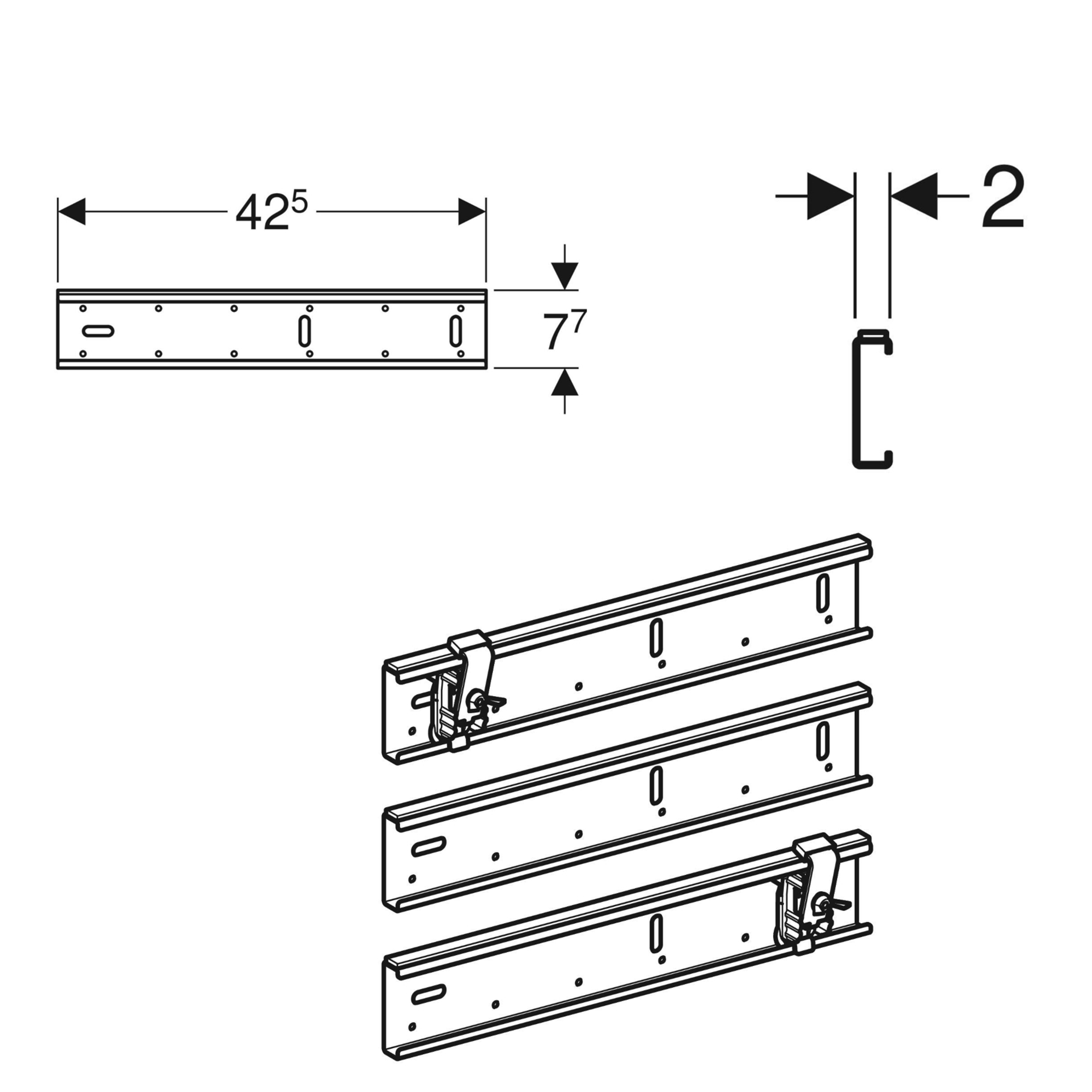 Geberit Bath Set of Crossbars and Wall Anchors