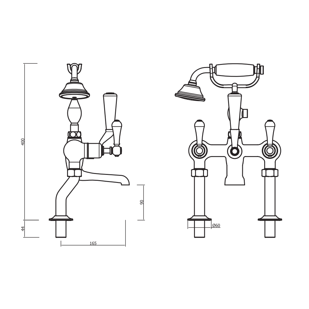 Crosswater Belgravia Lever Bath Shower Mixer with Shower Kit
