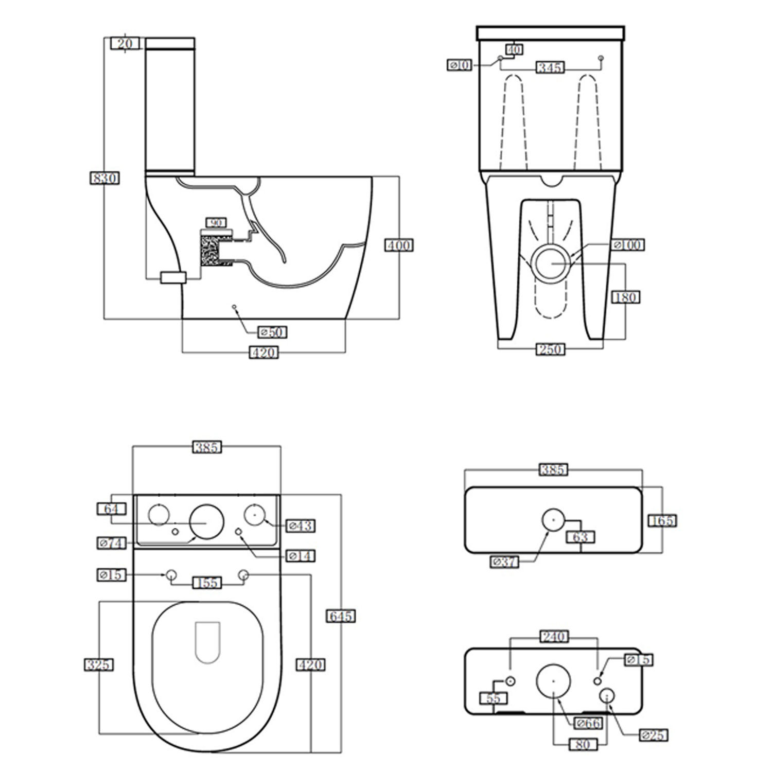 Harbour Clarity Close Coupled Rimless Toilet & Soft Close Seat