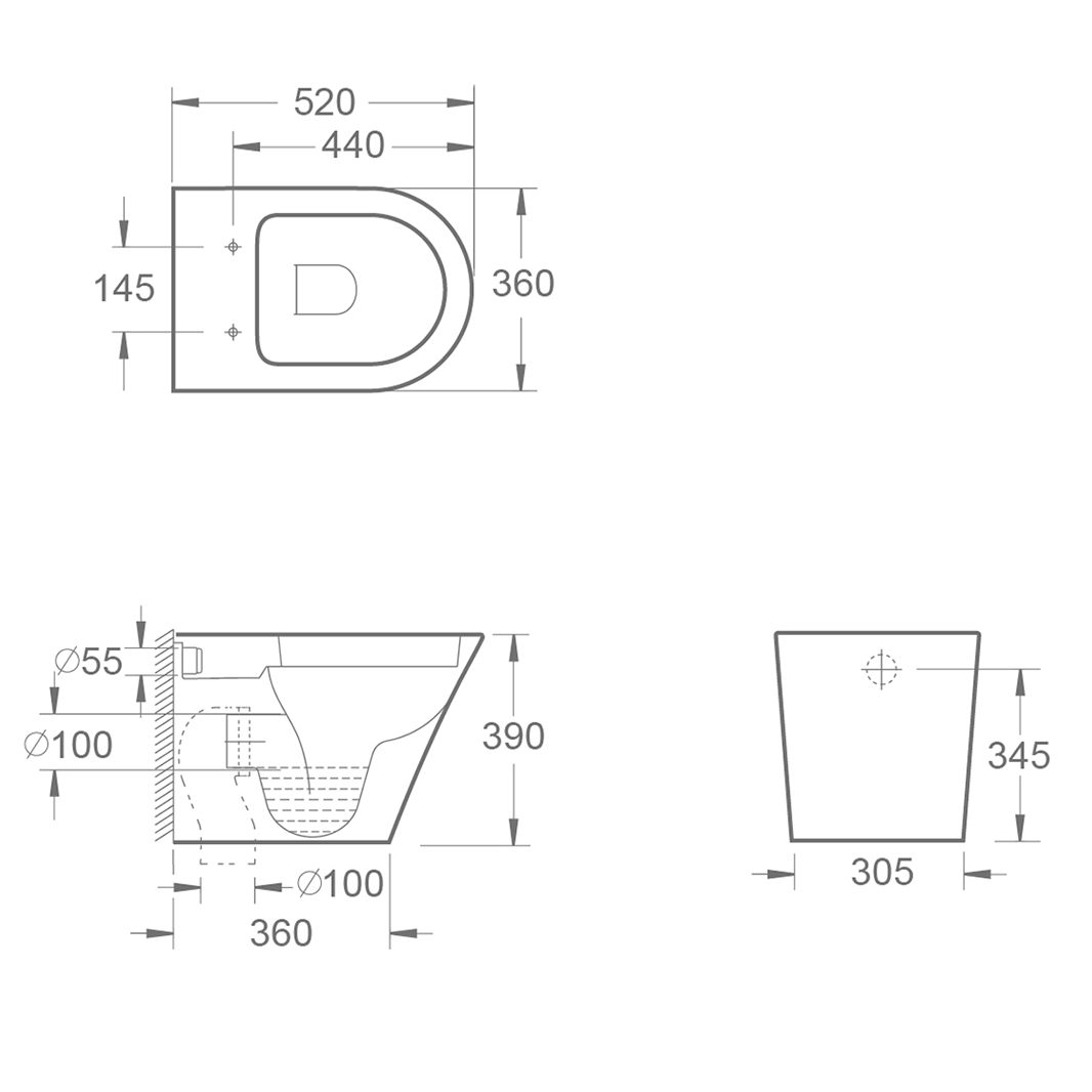 Imex Arco Rimless Back to Wall Toilet with Luxury Seat