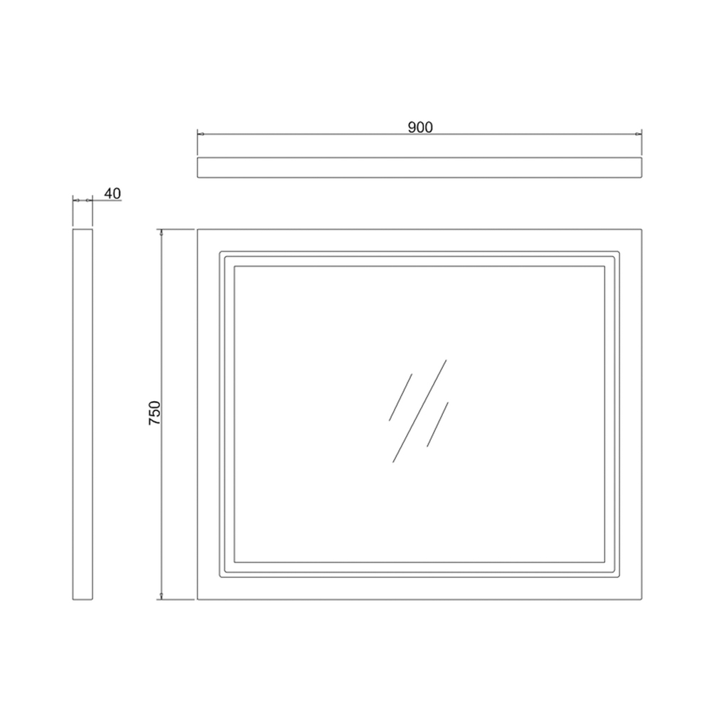 Burlington Wooden Framed 900mm Mirror with LED Illumination - Matt White