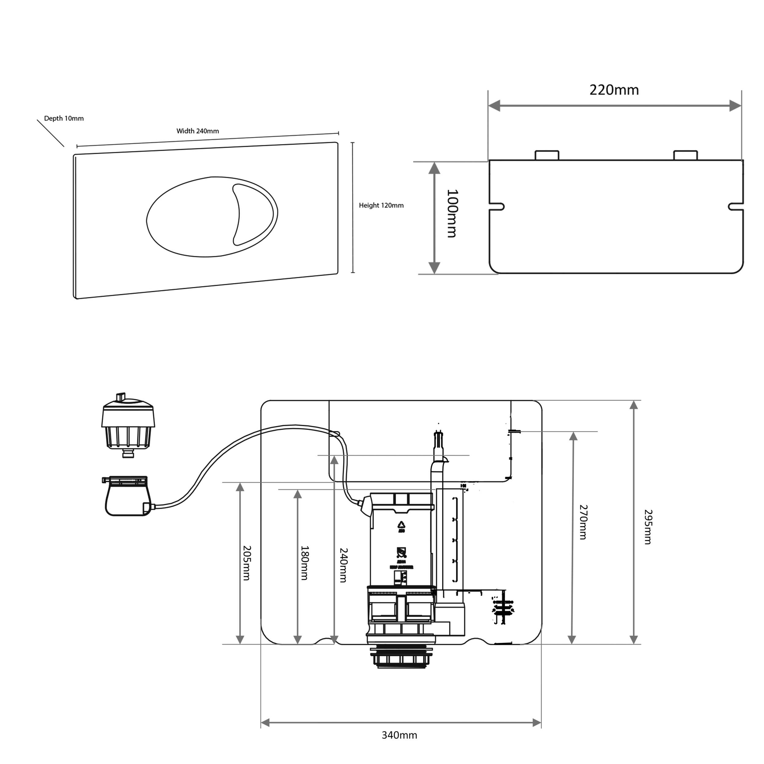 Drench Dual Flush Concealed Cistern with Black Push Button