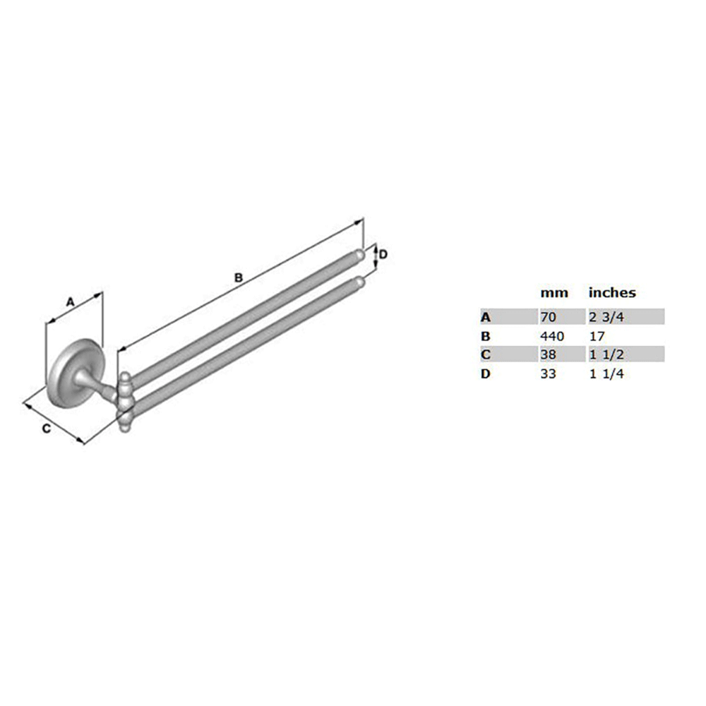 Smedbo Villa Towel Rail with Swing Arm - 440mm