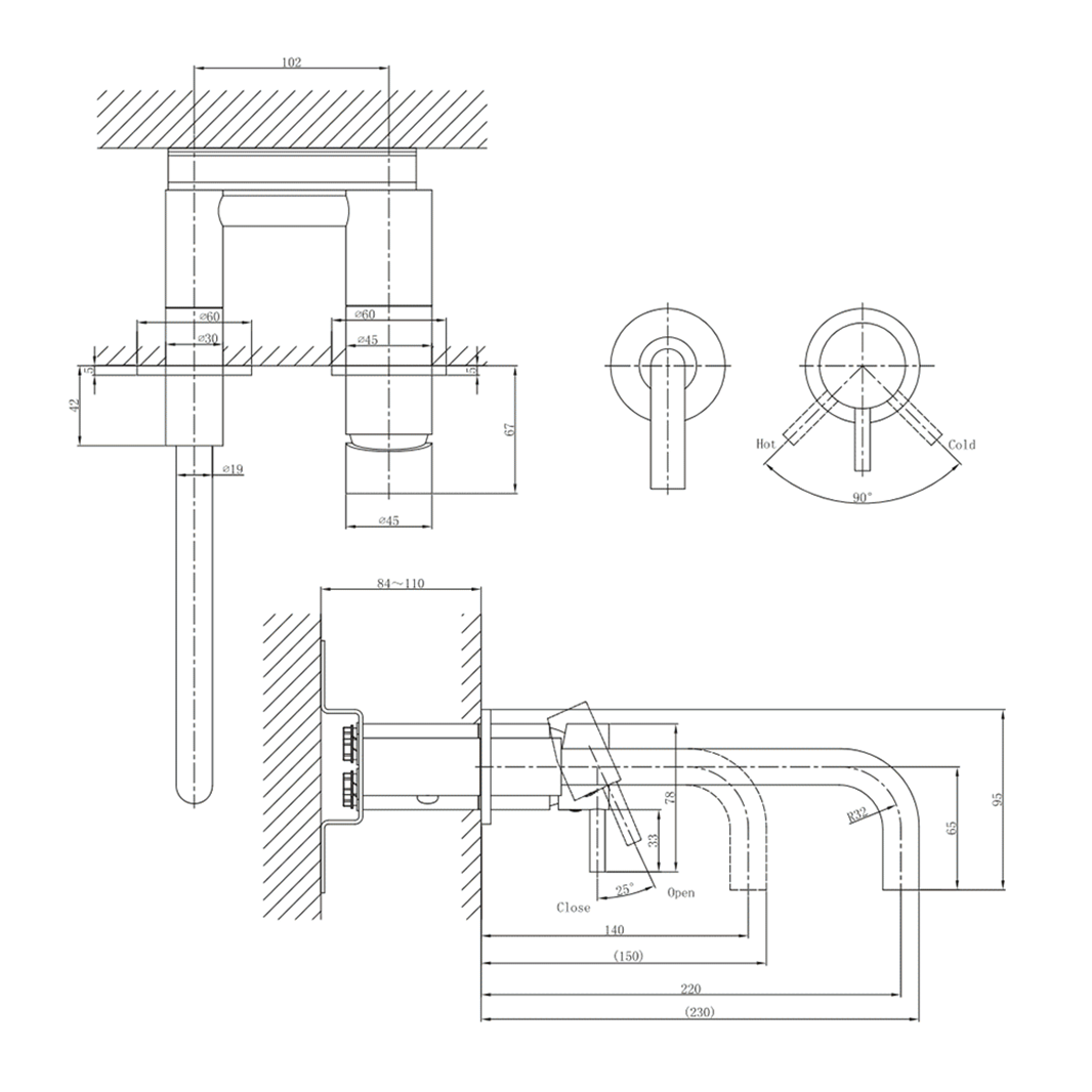 Crosswater MPRO Wall Mounted Basin Mixer Tap
