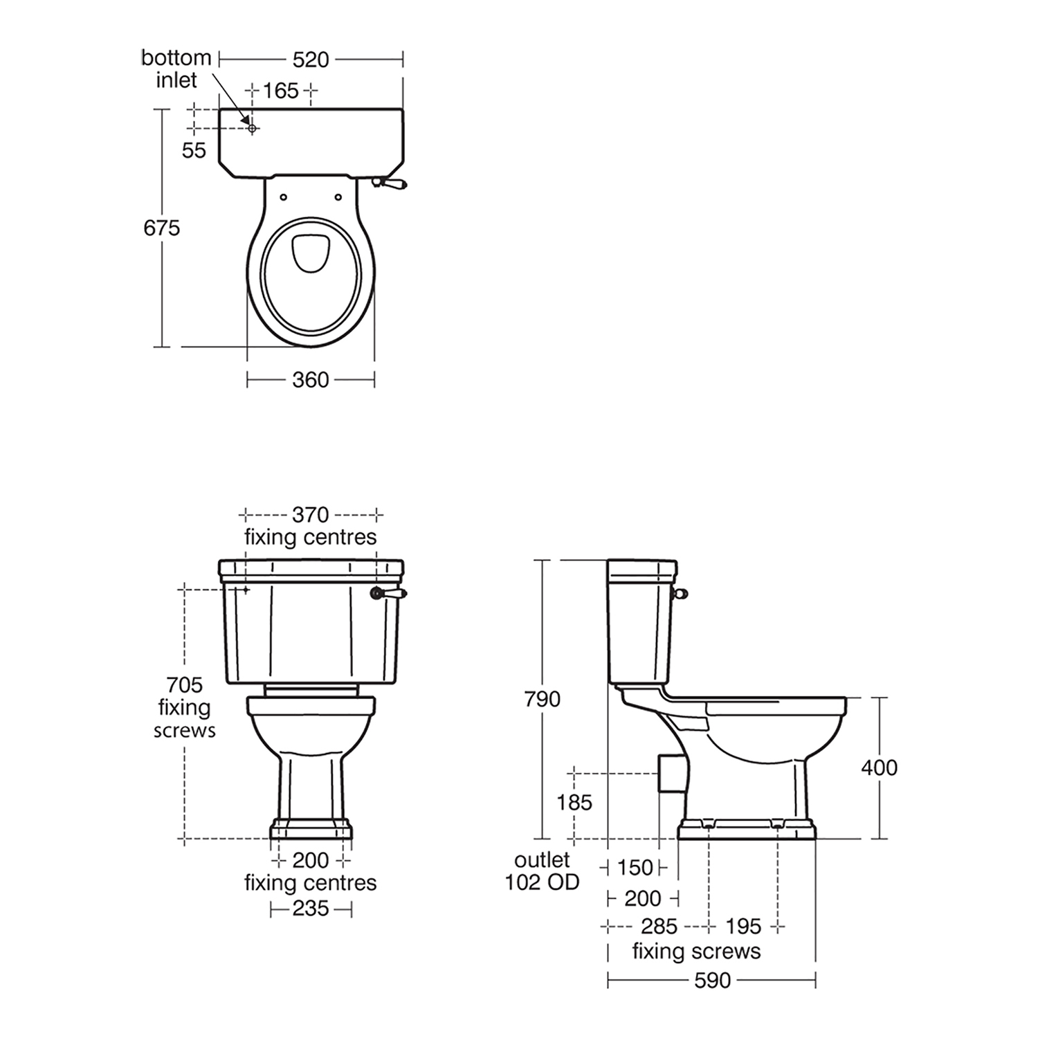 Ideal Standard Waverly Close Coupled Toilet (Excluding Seat)