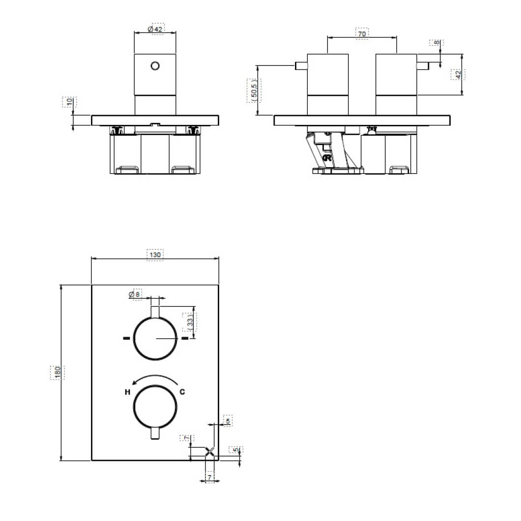 Crosswater 3ONE6 Stainless Steel 2 Outlet Concealed Shower Valve with Crossbox Technology