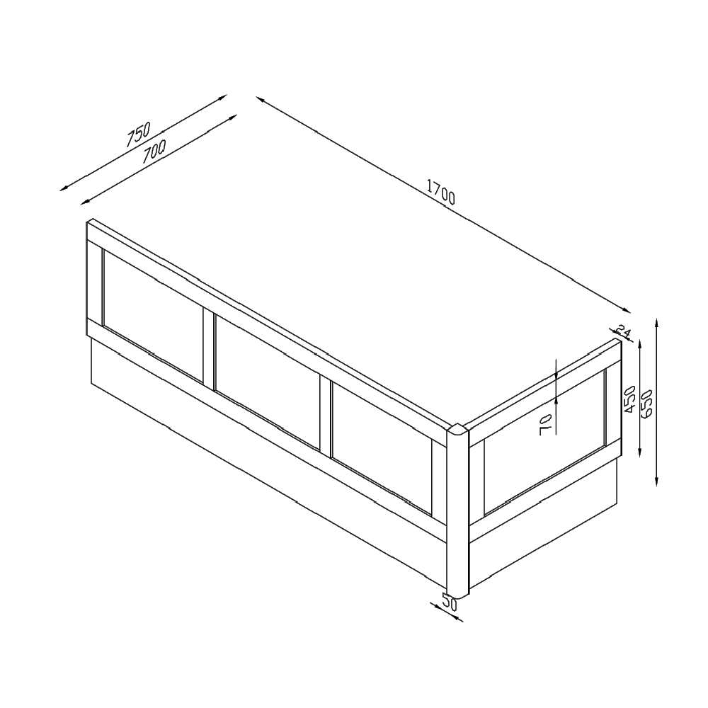 Butler & Rose Wooden End Bath Panel - 750mm - Spa Grey