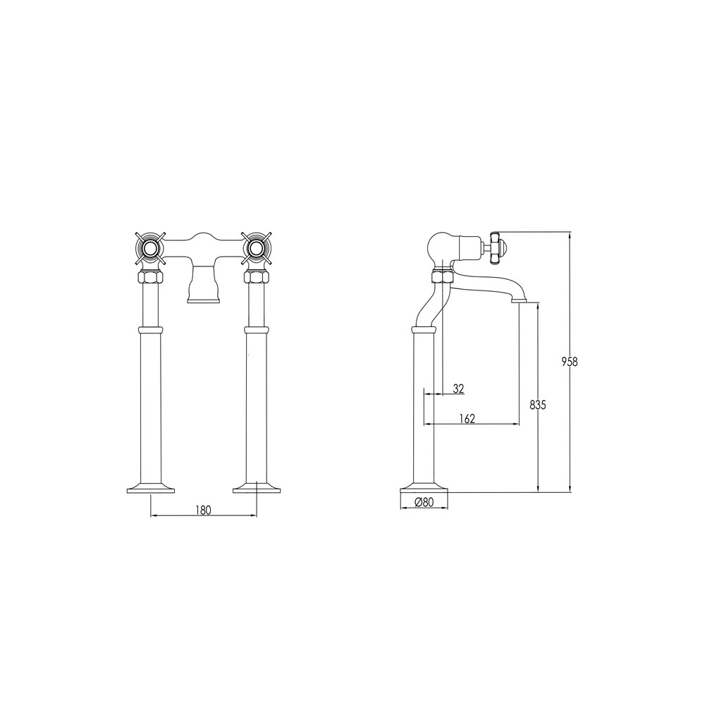 Butler & Rose Caledonia Pinch Floor Standing Bath Filler