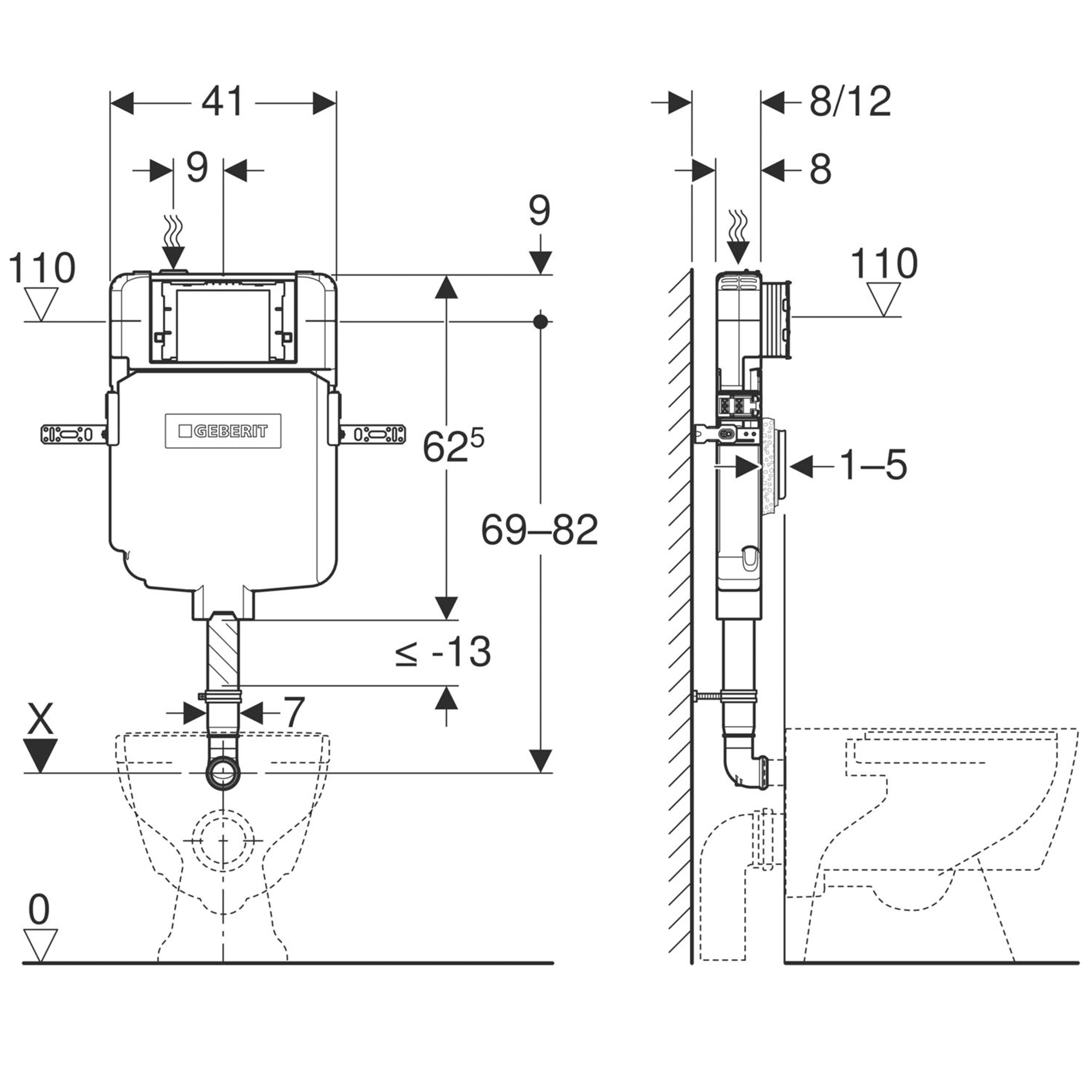 Geberit Sigma Concealed Cistern - 8cm