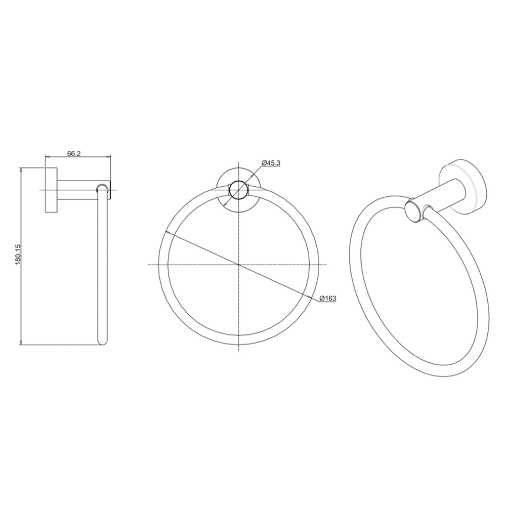 Britton Bathrooms Hoxton Towel Ring - Chrome