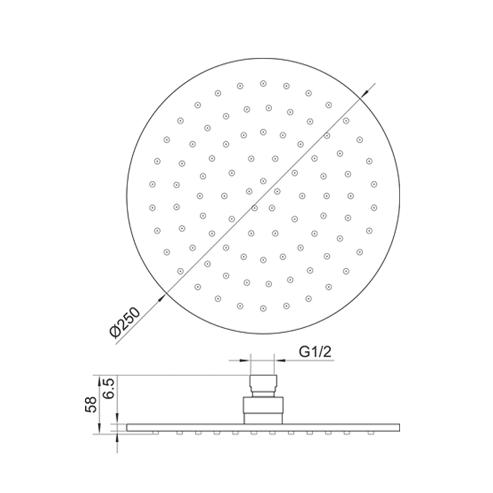 VOS Round 250mm Overhead Shower - Brushed Brass