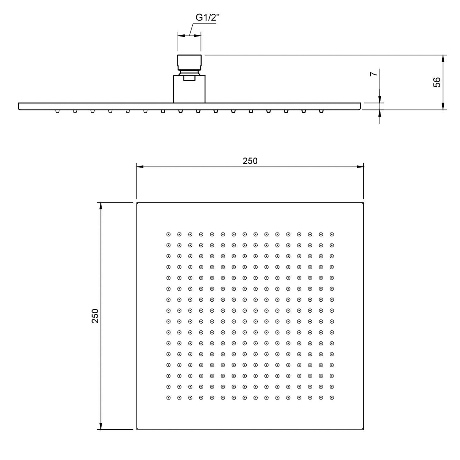 Villeroy & Boch Universal Square Shower Head 250mm - Matt Black