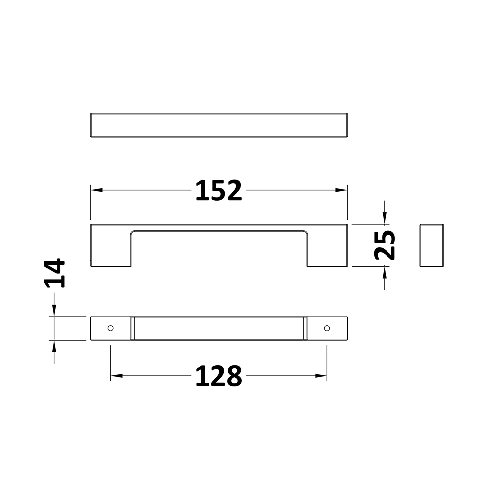 Drench Bold D Bar Furniture Handle - 128mm Centres