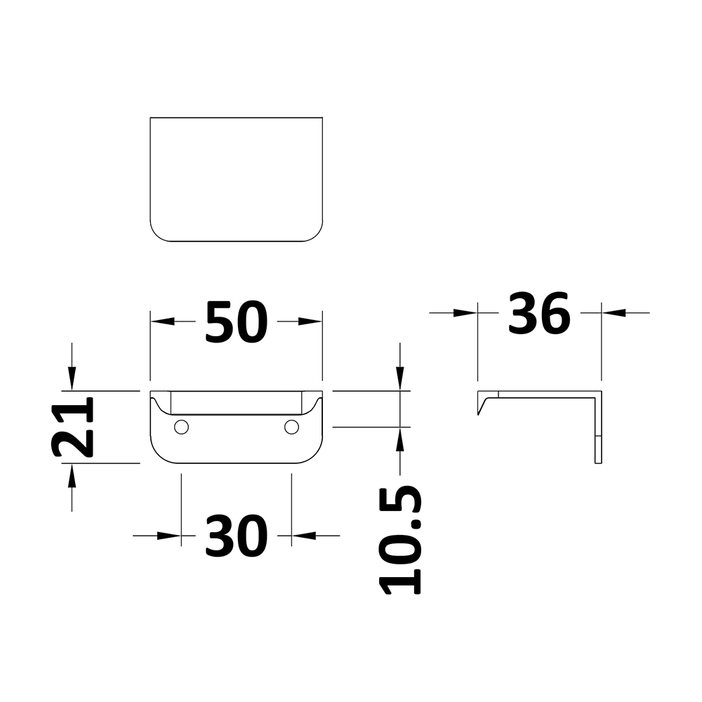 Drench Rear Fixed Furniture Handle - 30mm Centres