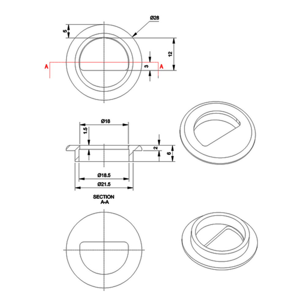 Britton Bathrooms Hoxton Overflow Ring
