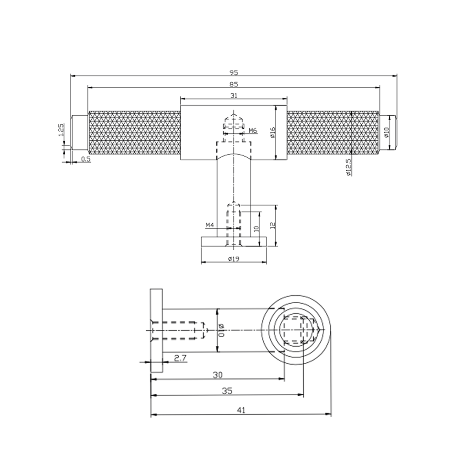 Core Knurled Furniture T-Bar Handle