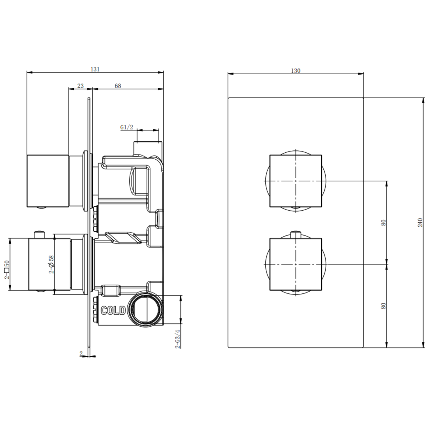 Matthew Concealed Shower Valve & Fixed Shower Head