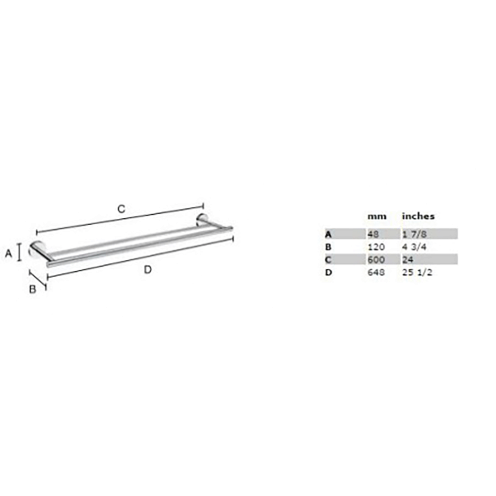 Smedbo Home Double Towel Rail - 648mm
