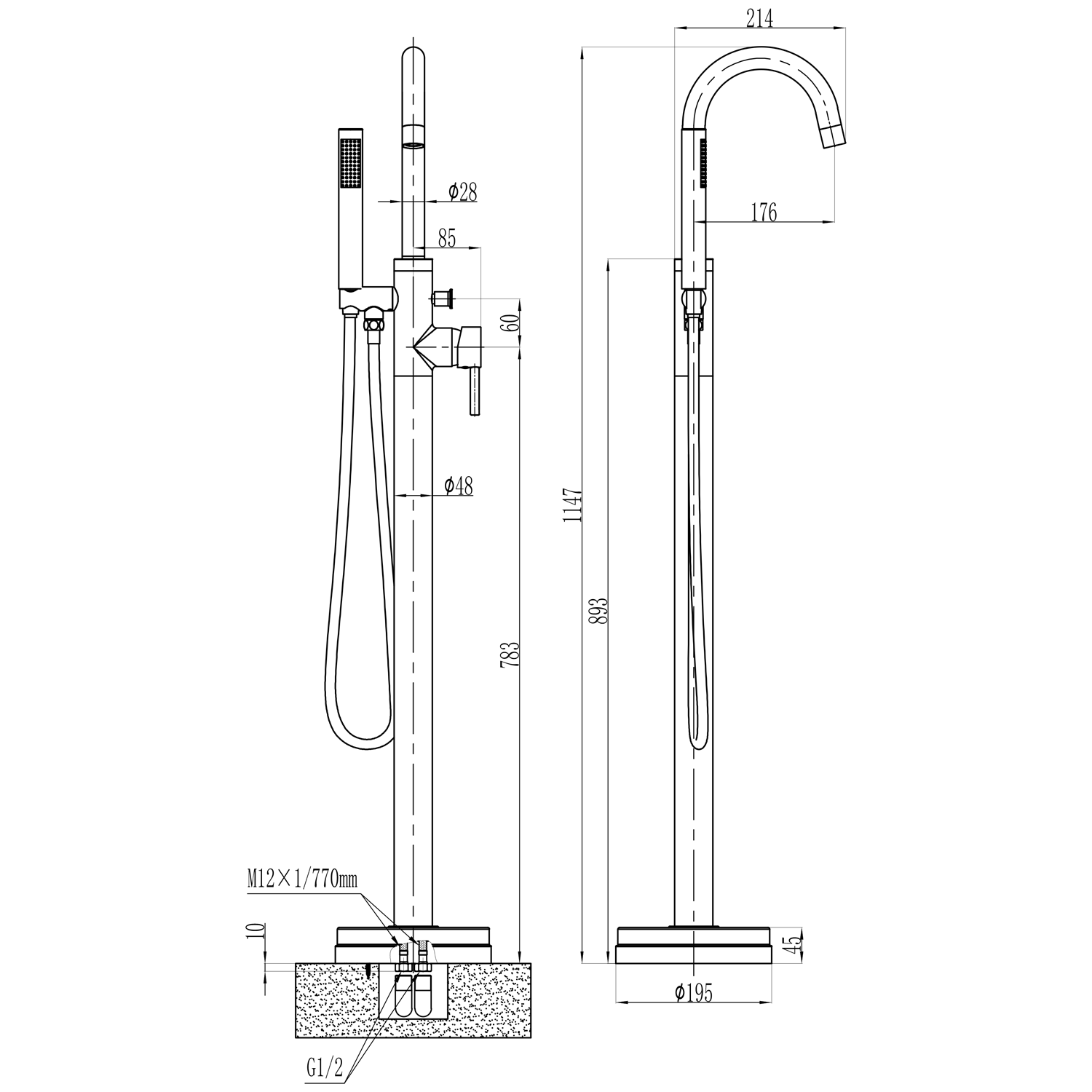 Vellamo Twist Freestanding Bath Shower Mixer Tap