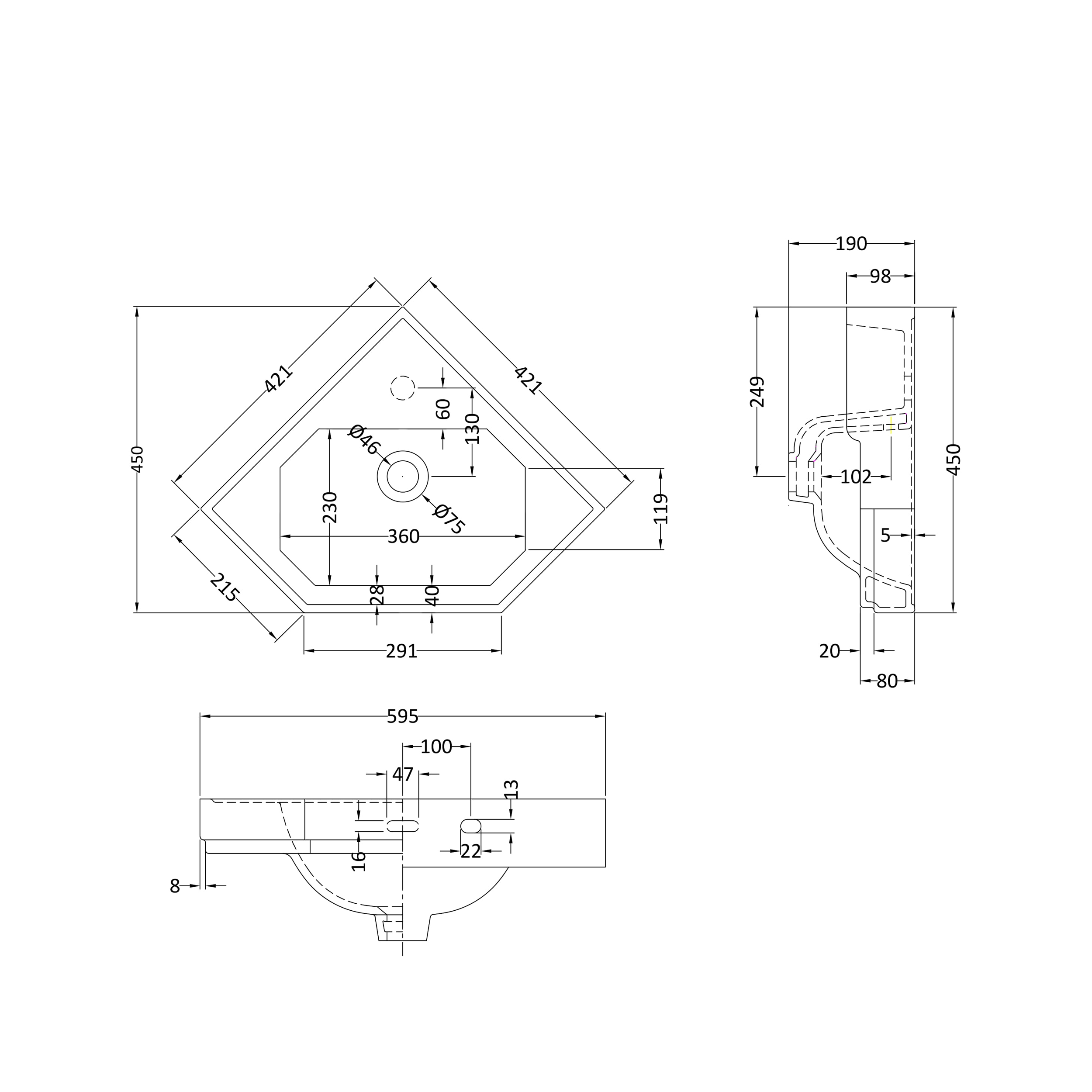 Butler & Rose Catherine 420mm Corner Basin