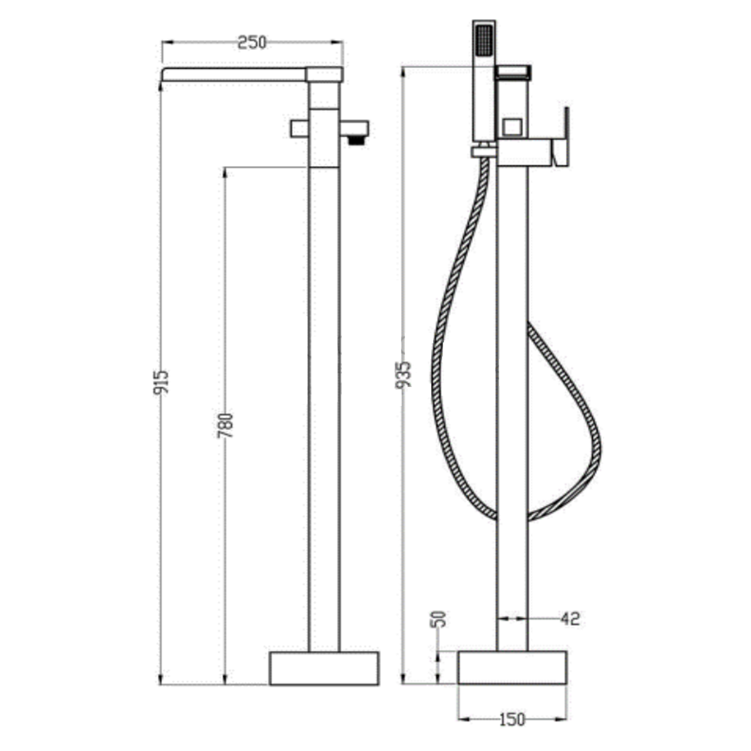 Vellamo Reve Waterfall Matt Black Freestanding Bath Shower Mixer Tap