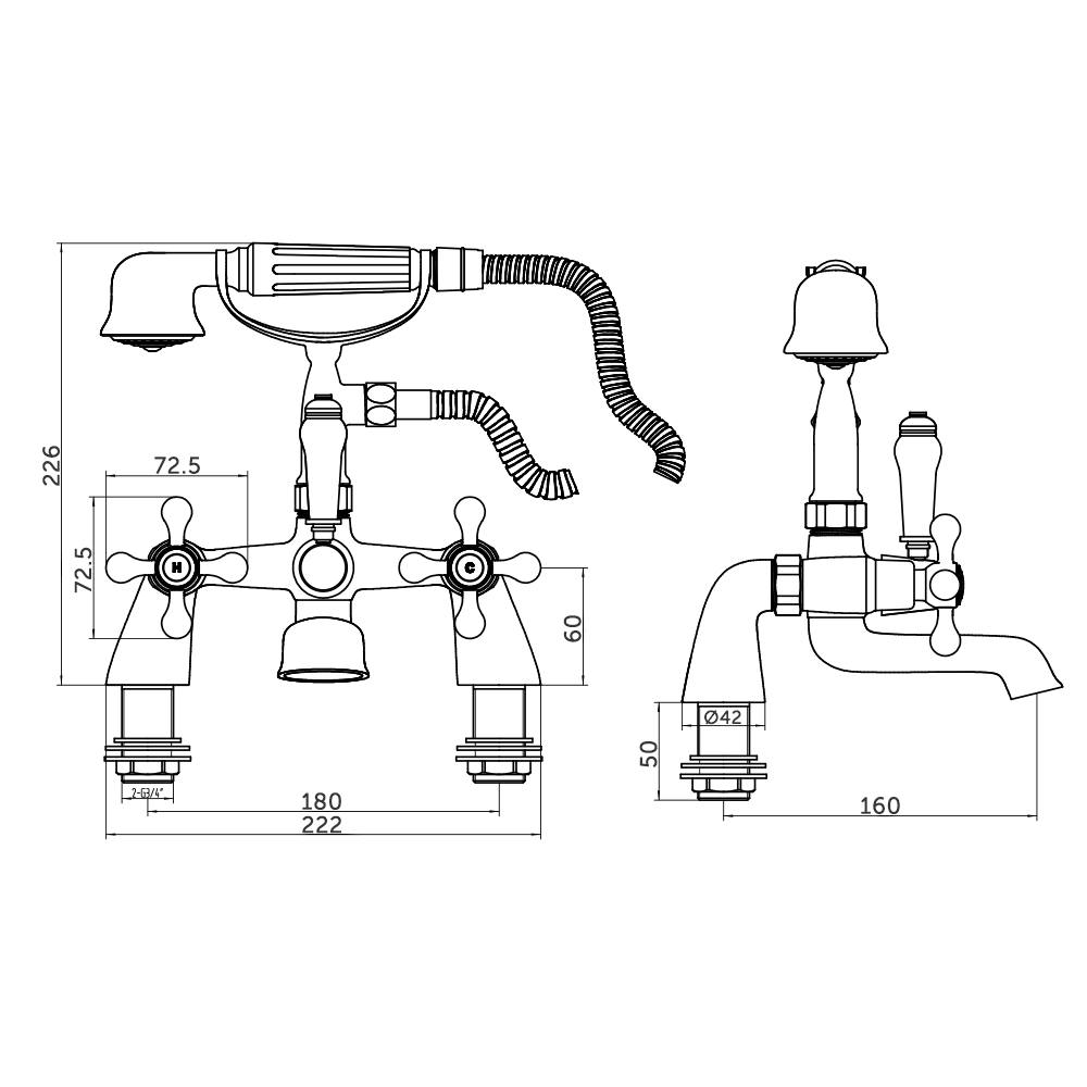 Butler & Rose Carlton Traditional Bath Shower Mixer