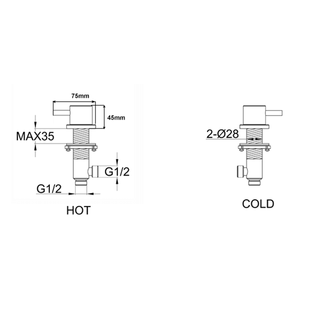 VOS Deck Mounted Panel On/Off Valves - Brushed Brass