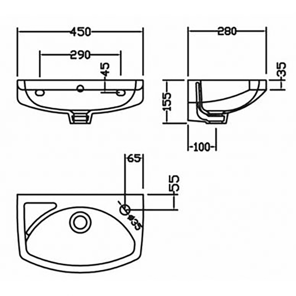 Emma 450mm Wall Hung Basin