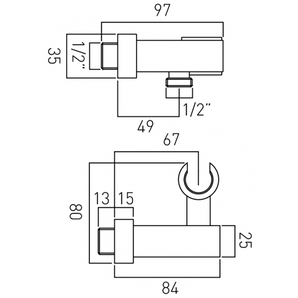 Vado Integrated Outlet and Shower Bracket With Round Back Plate