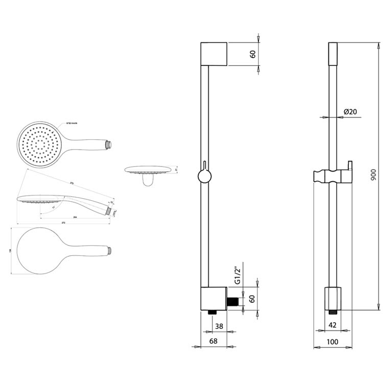 Crosswater Svelte Premium Slide Rail Shower Kit