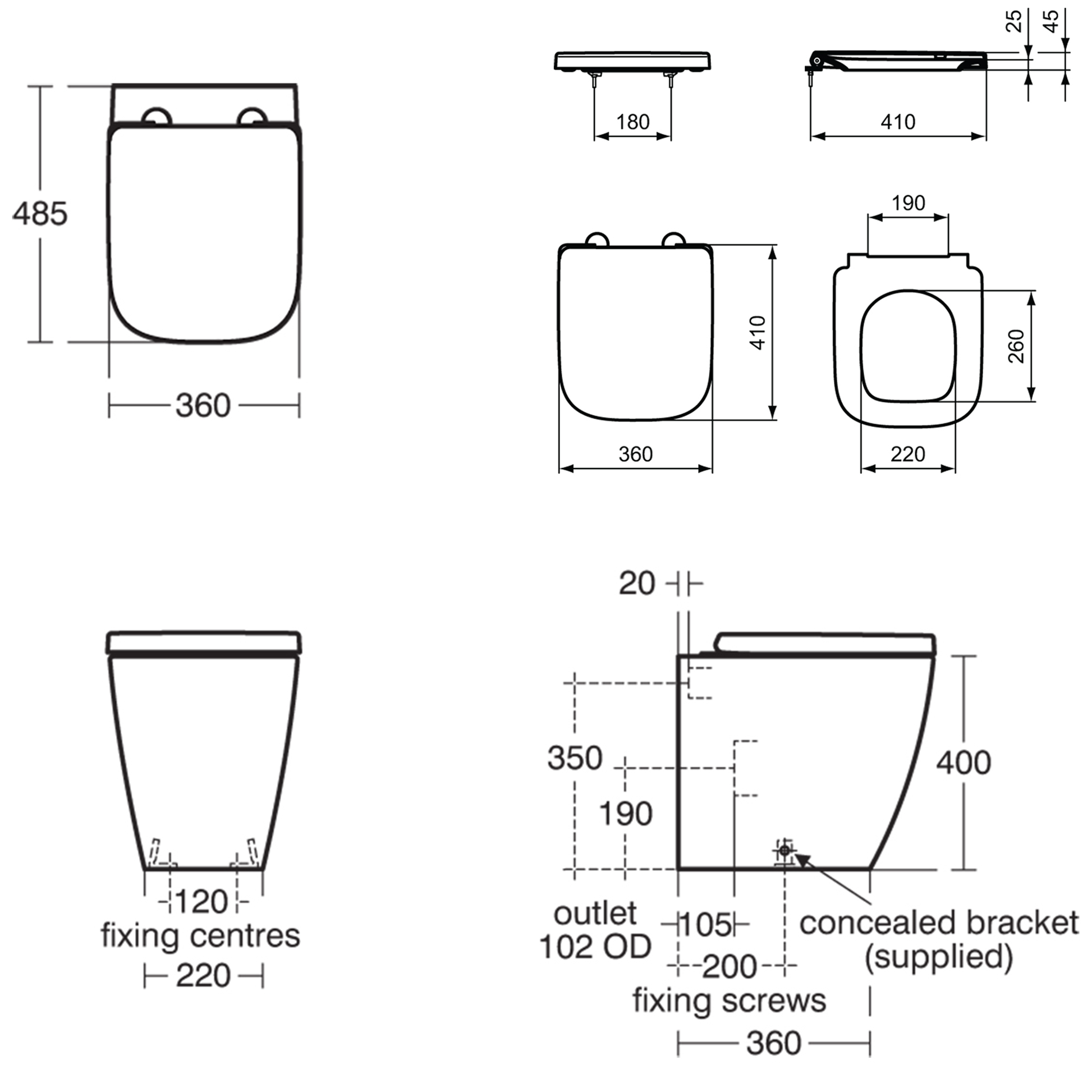 Ideal Standard i.life S Compact Back To Wall Rimless Toilet with Soft Close Seat