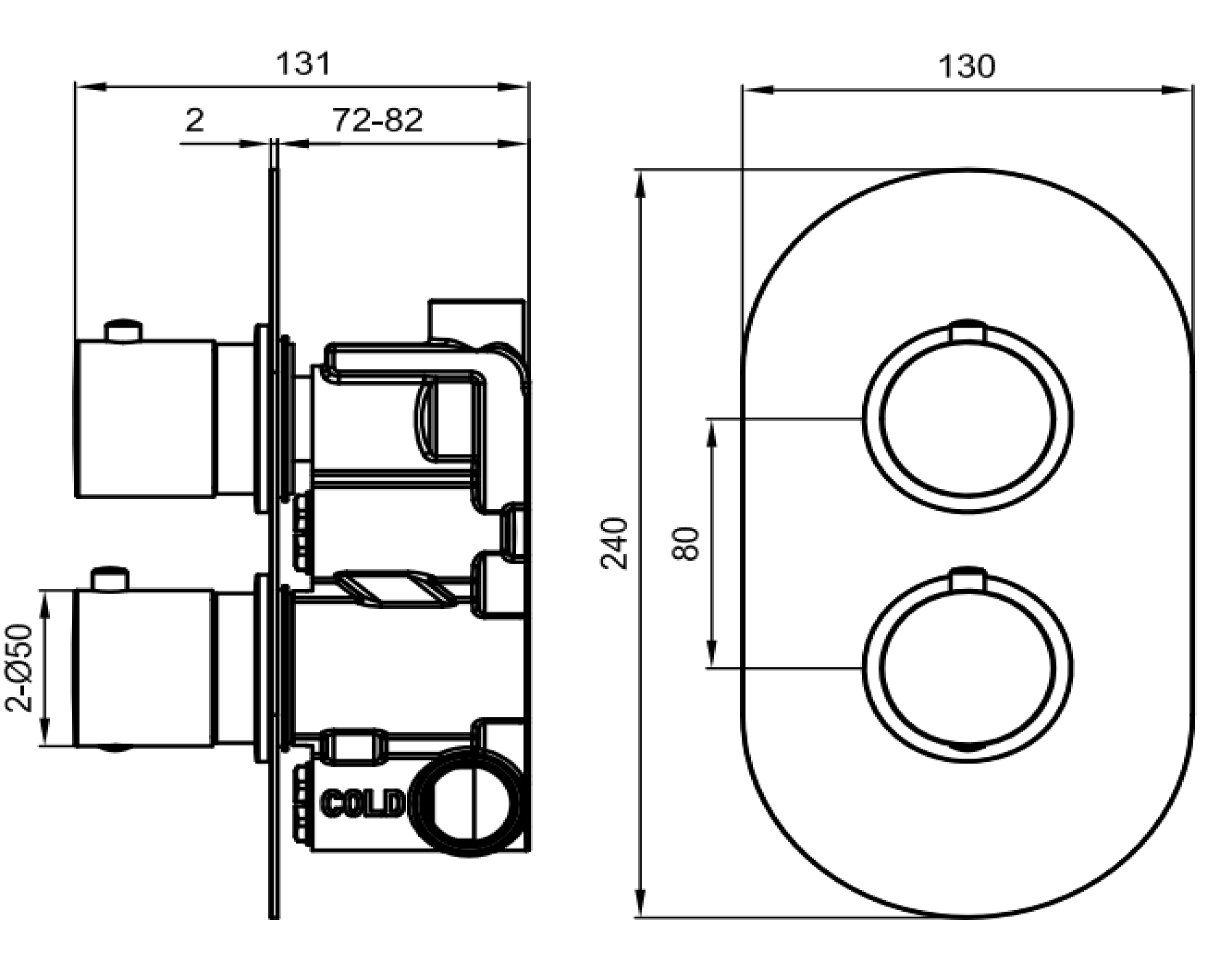 Melanie Concealed Shower Valve & Fixed Shower Head